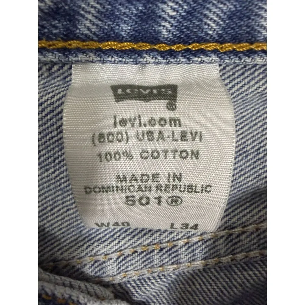 Levi’s 501 XX Mens Jeans 40X34 Blue Button Fly Made In Dominican Republic